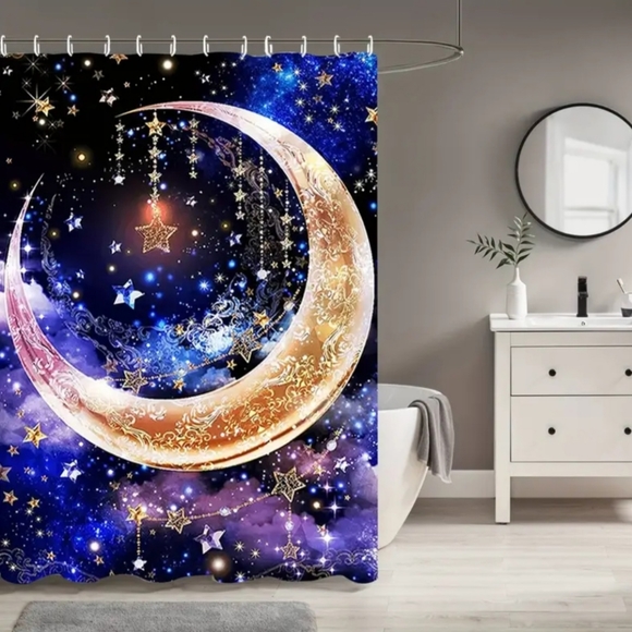 WORLD MARKET (PIER ONE) CELESTIAL  MOON & SHOWER CURTAIN NWT - Picture 2 of 6